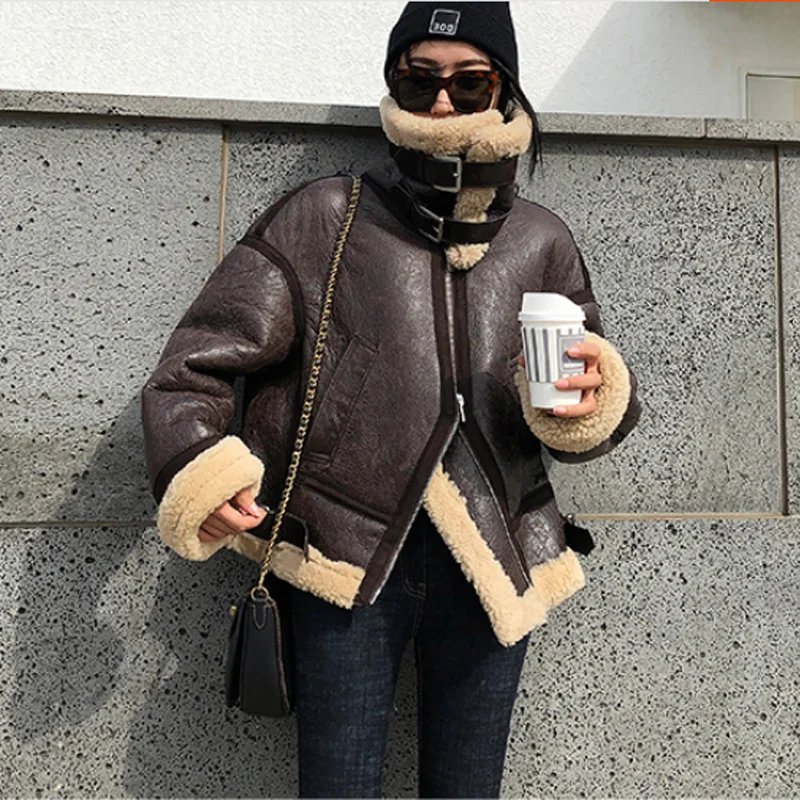 

Women Clothes Winter 2020 New Short Genuine Leather Jacket Natural Real Sheep Fur Coat Thick Warm Chapped Sheepskin Plus Size