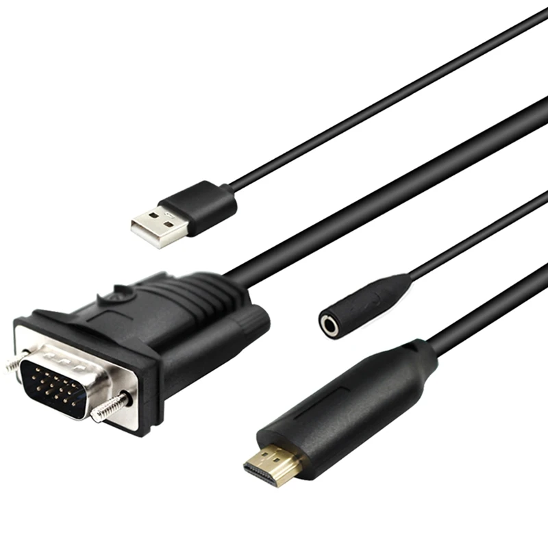 HDMI к Vga конвертер с кабелем 1 8 м цифро-аналоговый сигнал USB и o | Электроника