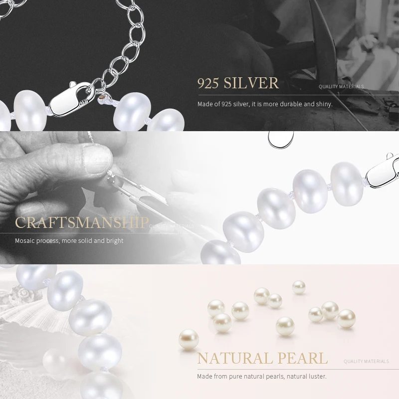 DOTEFFIL браслеты из натурального пресноводного жемчуга для женщин 7 8 мм жемчужные