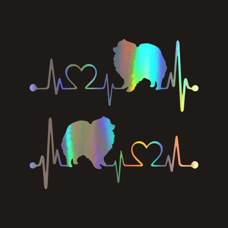 

Fashion Pomeranian Heartbeat Dog Car Stickers Reflective Vinyl Decal Car Styling Bumper Decoration Black/Silver 17.8cmX7.6cm