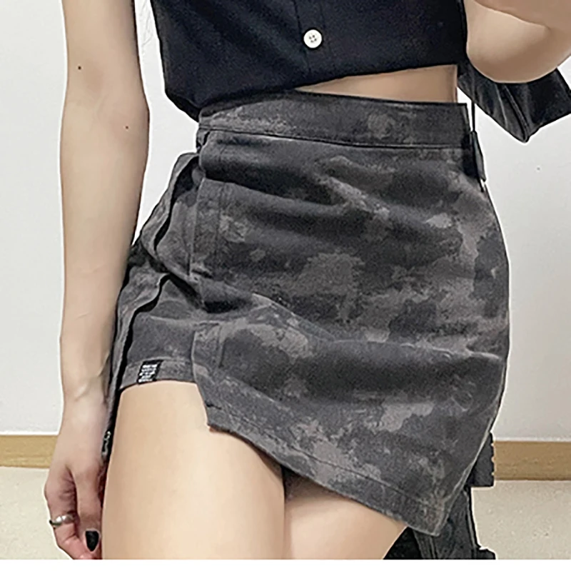 

SHENGPALAE Tie Dye High Waist Skirt Women's Summer 2021 New Split Above Knee Streetwear Skirt Female Tide 5E246