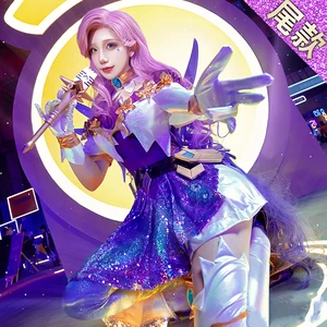 Аниме LOL KDA Серафин, Звездный глаз, снаряжение для сценического стресса, блестящая униформа, Женский костюм для косплея, Хэллоуин, бесплатная доставка