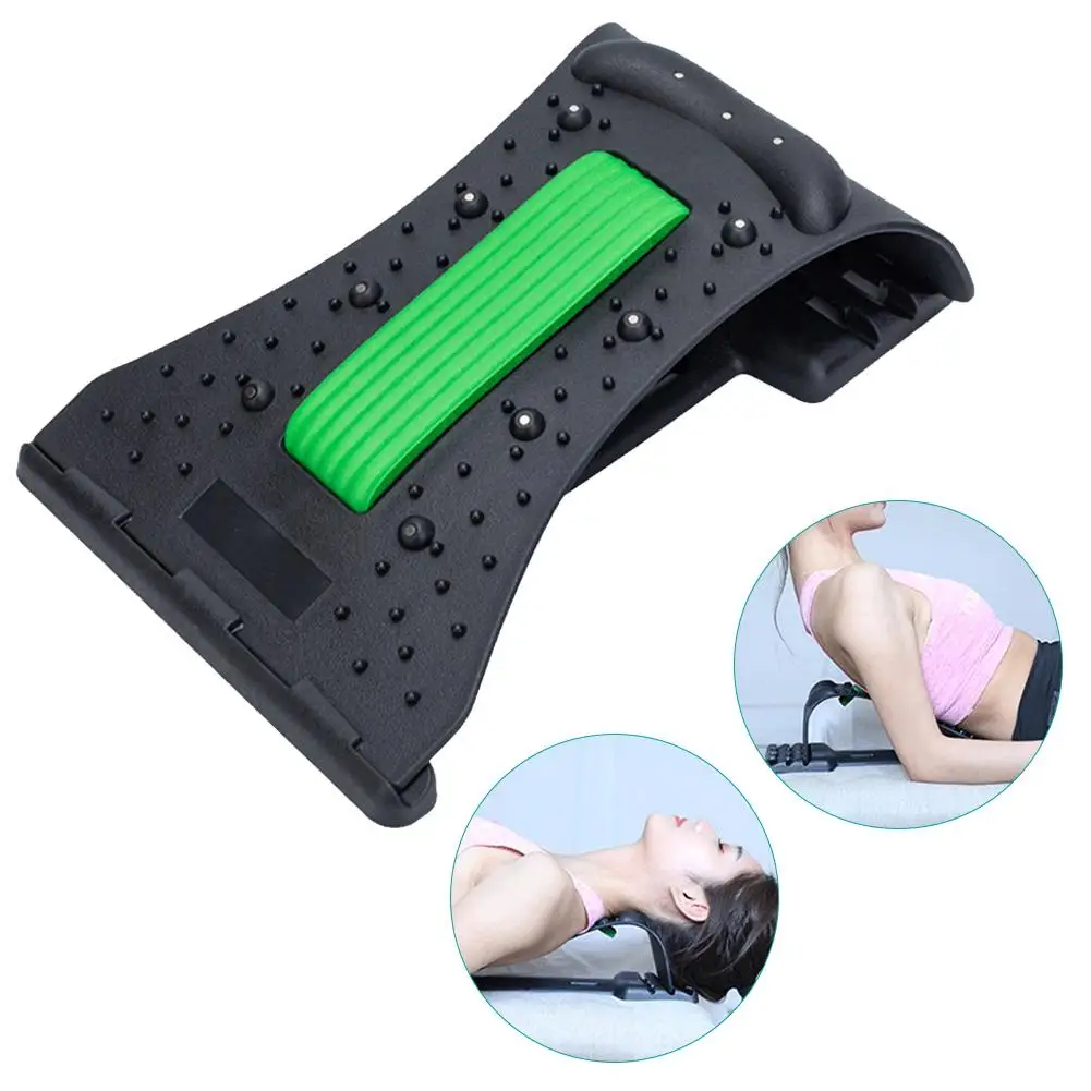 

Multi-level Back Stretching Device Back Massager Lumbar Support Stretcher with Magnetic Acupressure Points for Pain Relief