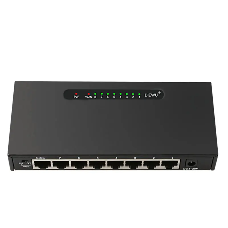 

8 Ports 10/ 100 /1000 Mbps Gigabit Ethernet Network Switch High Performance VLAN Ethernet Smart Switch