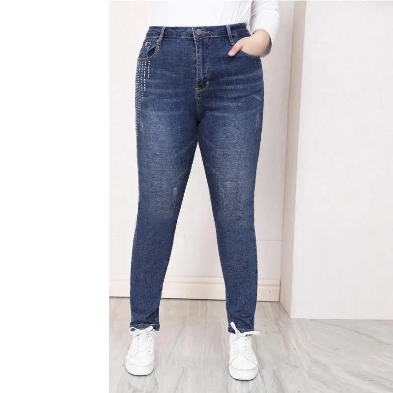 Plus Size 10XL 9XL 8XL 4XL Women Long Denim Pants Femme High Waist Autumu Spring Pencil Pants Slim Jeans For Mujers