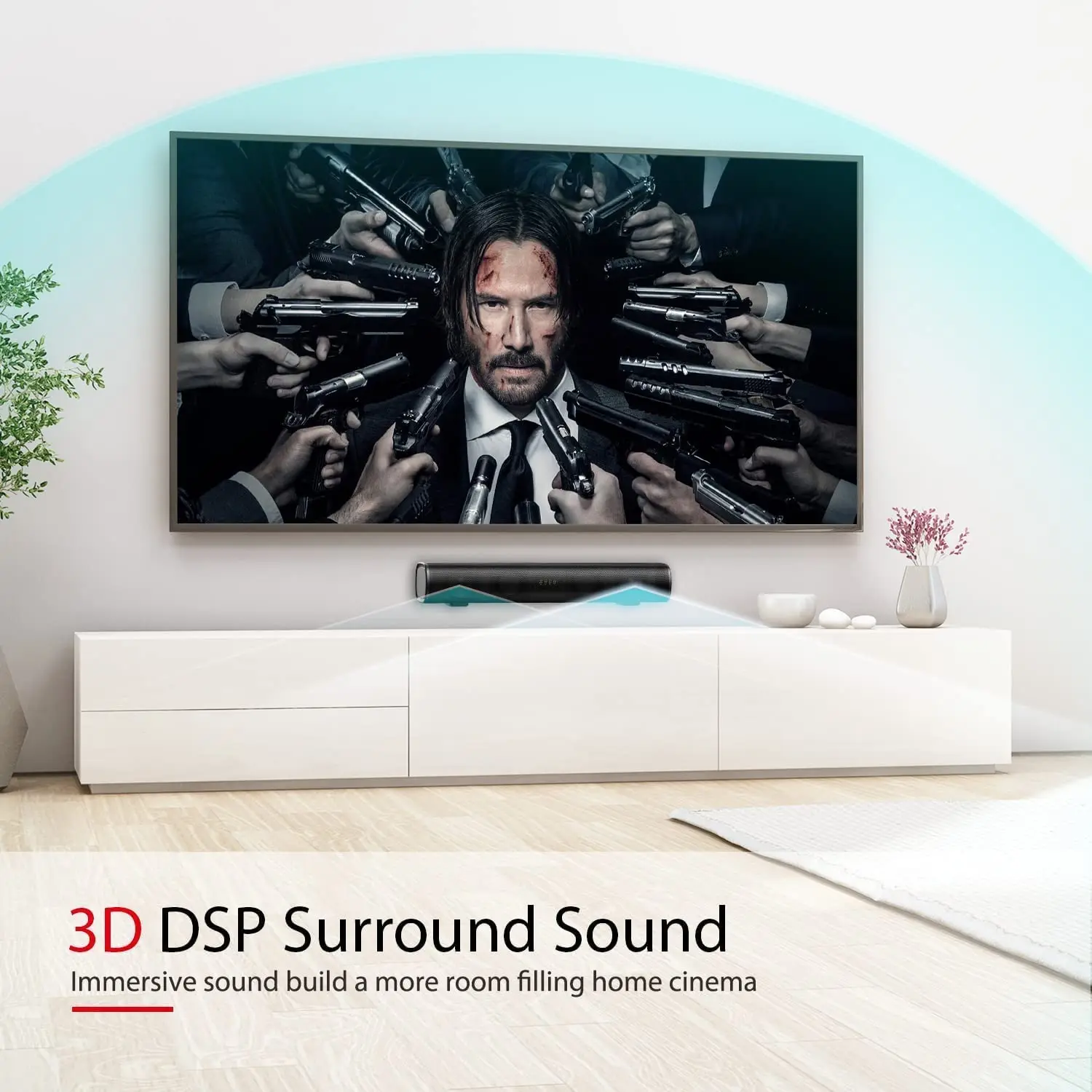 BOMAKER 50W soundbar 16inch Portable Soundbar Bluetooth Speaker 3D surround Home Theater sound system for Computer TV Projector |