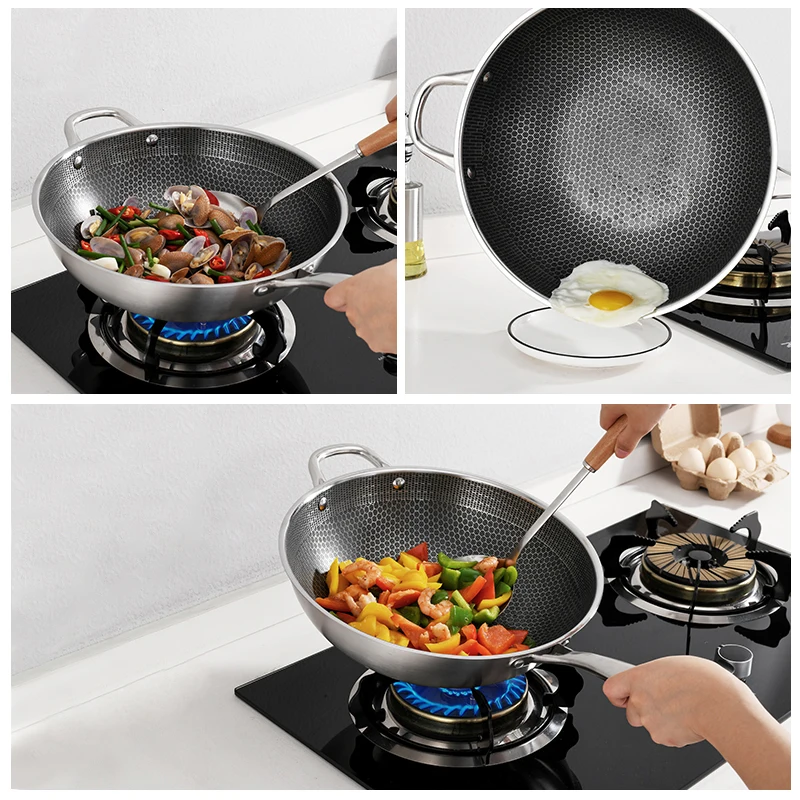 

Stainless Steel Wok, Non-stick Wok Pan ,Gas And Induction Cooker