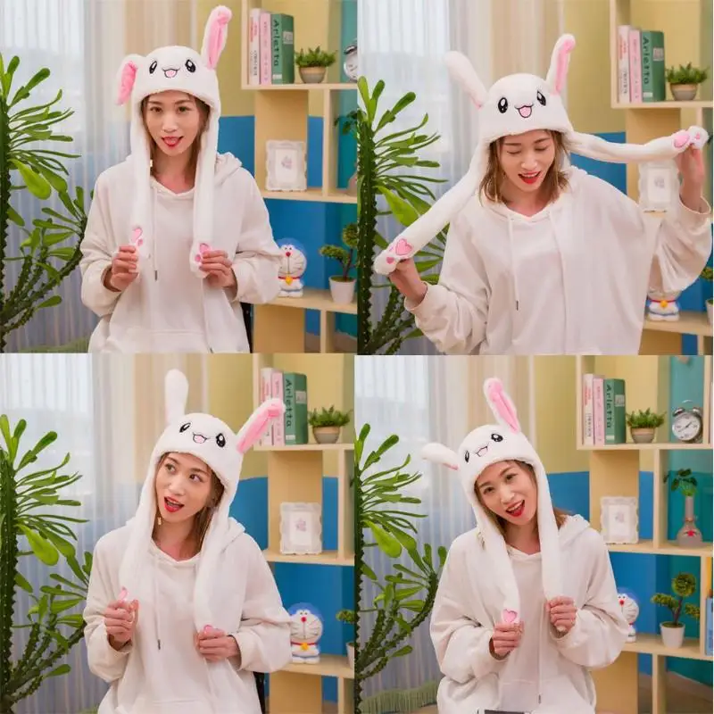 Funny Hat Baby Kids Lighting Hat Cute Rabbit Ears Plush Ears Can Move Cap Children Shine Winter Warm Party Hat