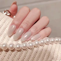 24pcs white fake nails full cover fake nails glue diy manicure nail art tools