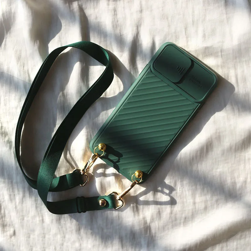 

Slide Camera Protect Chain Necklace Cell Phone Case With Lanyard Neck Strap Rope Cord For iPhone 13 Pro MAX 7 8 Plus X XS XR 11