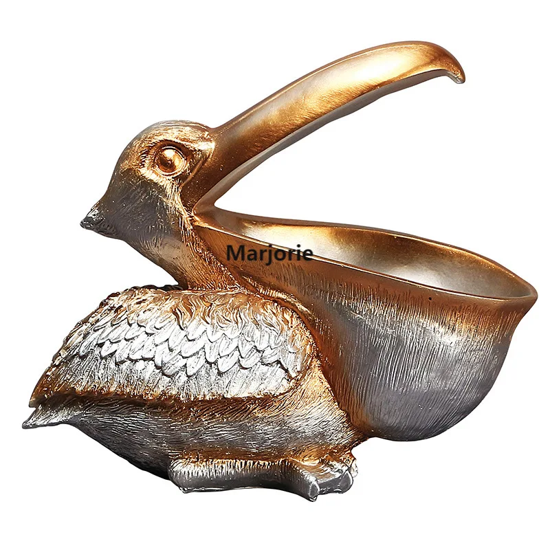 

2020 Resin Pelican Figurines Key Holder Entrance Home Accessories Storage Animal Ornament New Year Gift Craft&art 22CM