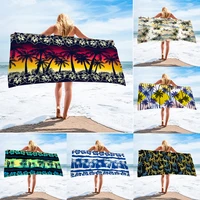 1pc microfiber towel trend hawaii palm tree with plumeria hibiscus flower pattern soft portable travel swimming camping towels
