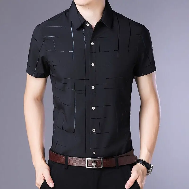 

Short Sleeve Men Shirt,Summer Cool Shirt Men Clothing Business Casual Shirts