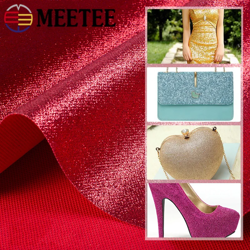 Meetee 50x0 5 см мм толщиной ПВХ Синтетическая кожа ткань Нетканая блестящая DIY сумки