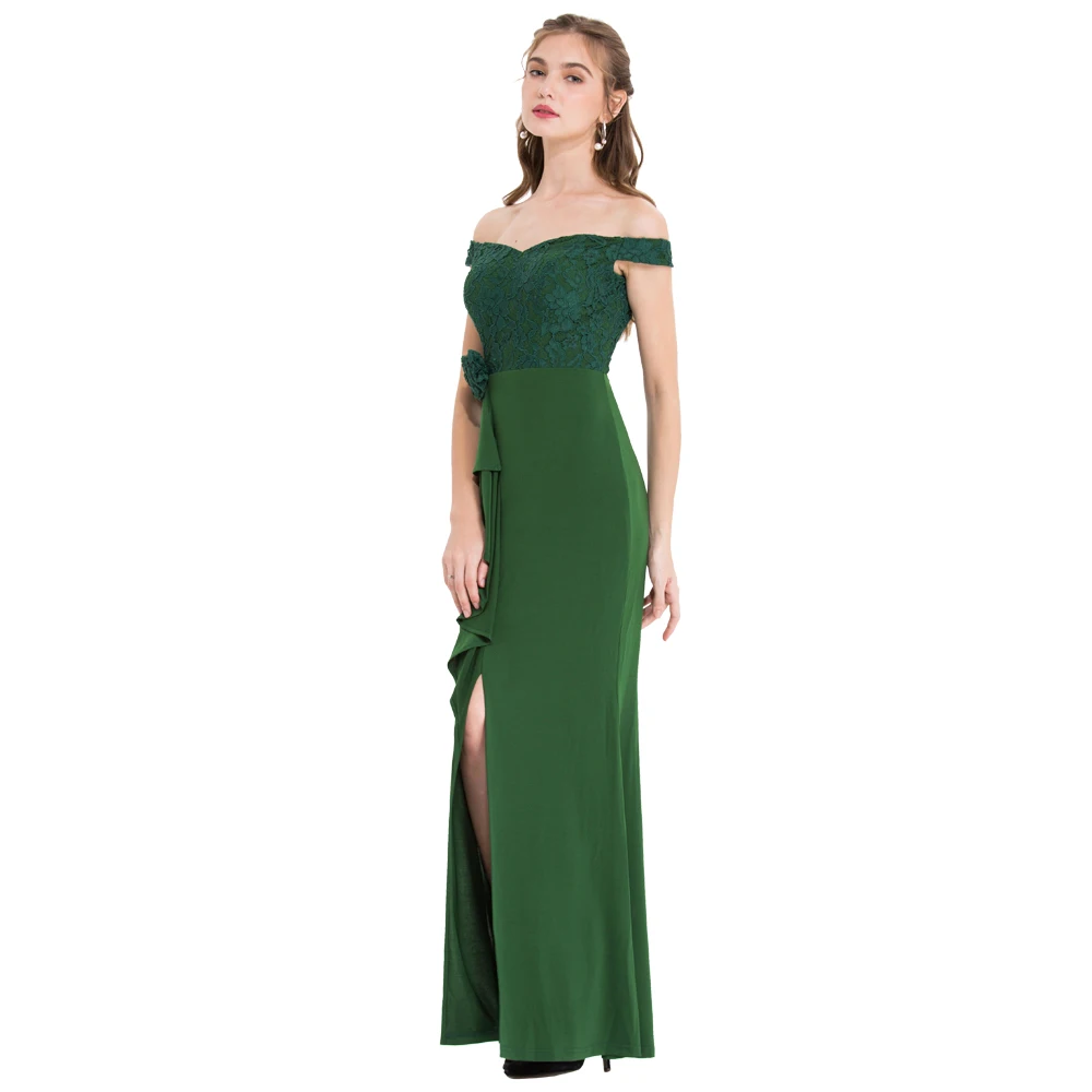 Женское вечернее кружевное платье Angel-Fashions, светло-зеленое длинное вечернее кружевное прозрачное платье с воротником-лодочкой с цветочным узором, модель 436