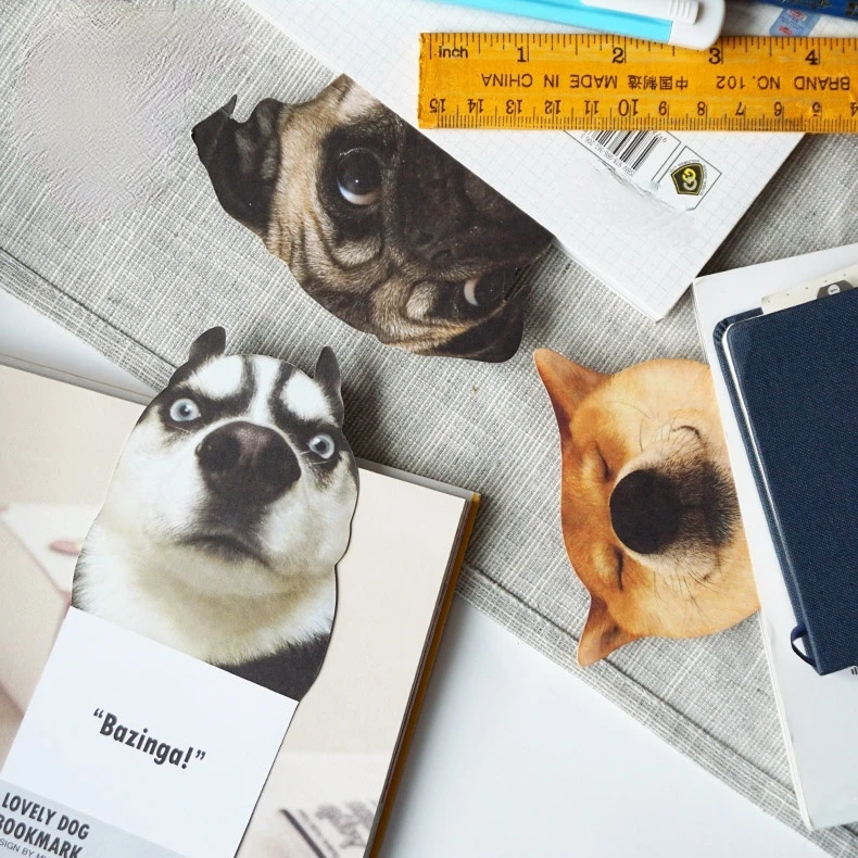 

3PC/Set Of Funny Pet Dog Cute Cat-Animal Paper Bookmark Set Book Marks Cute School Supplies Book Accessories Bookmarks For Books