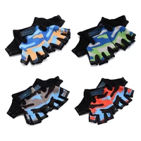 camouflage children kids riding half finger gloves high elastic non slip particles for cycling skating exercise fitness