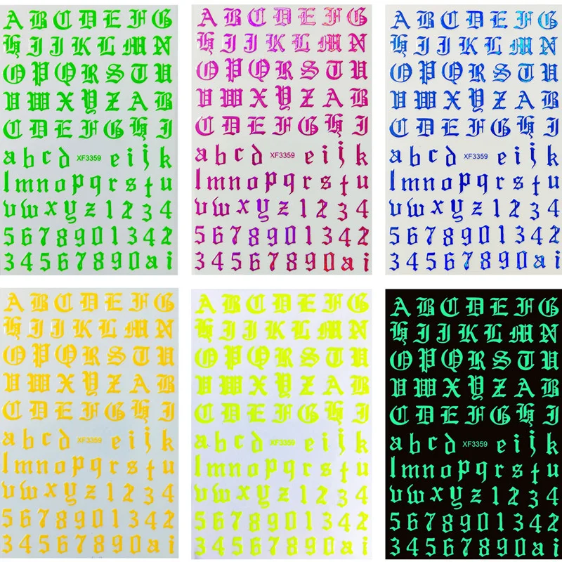 

12 Colors Letter Nail Stickers 3D DIY Adhesive Nail Sticker Nail Art Decorations