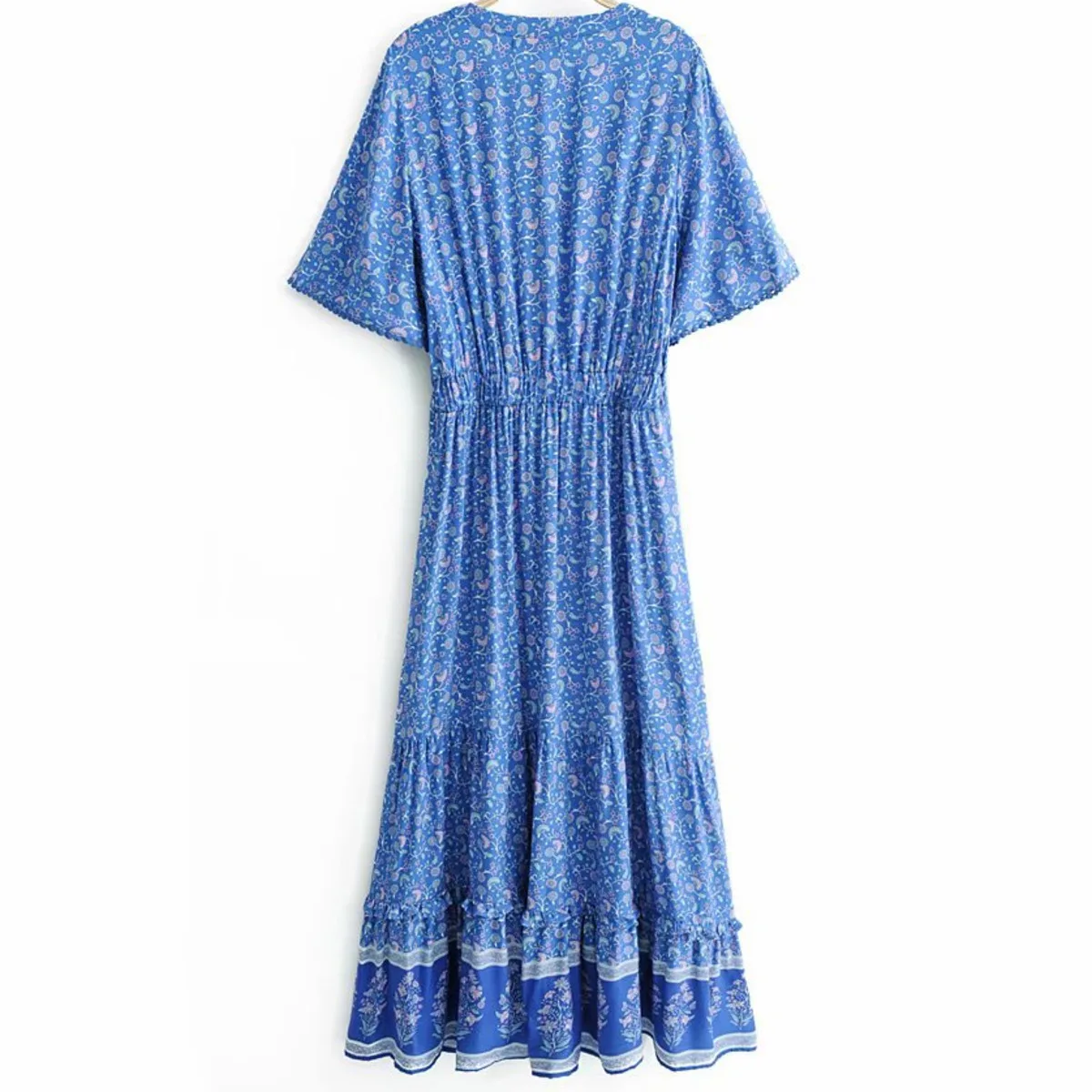 

Hot Sale Women Elegant V Neck Half Sleeves Floral Evening Dress Long Print Slim Party Dress Plus Size Robe Grande Taille Femme