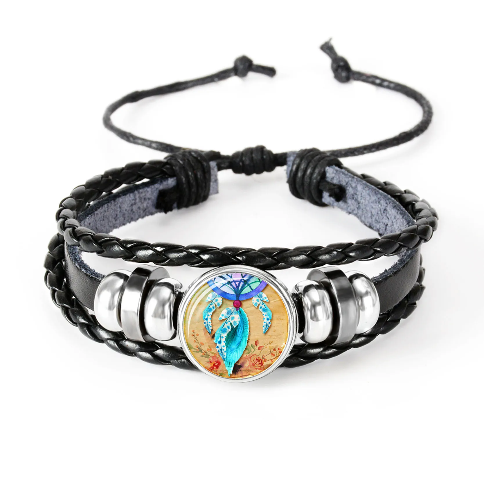 Ловец снов стеклянный браслет ручной работы Плетеный выпуклый для мужчин и