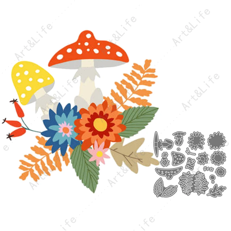 

Beautiful Flower and Mushroom New Metal Cutting Dies Stencils for Making Scrapbooking Album Paper Cards Embossing Cut Die