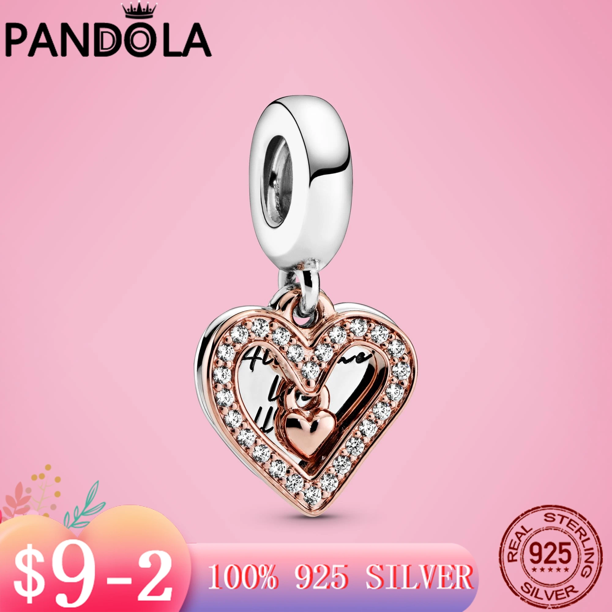 

Новинка 2021, блестящие подвески-бусины в виде сердца из серебра пробы, подходят для оригинального серебряного браслета Pandora S925, ювелирные изд...