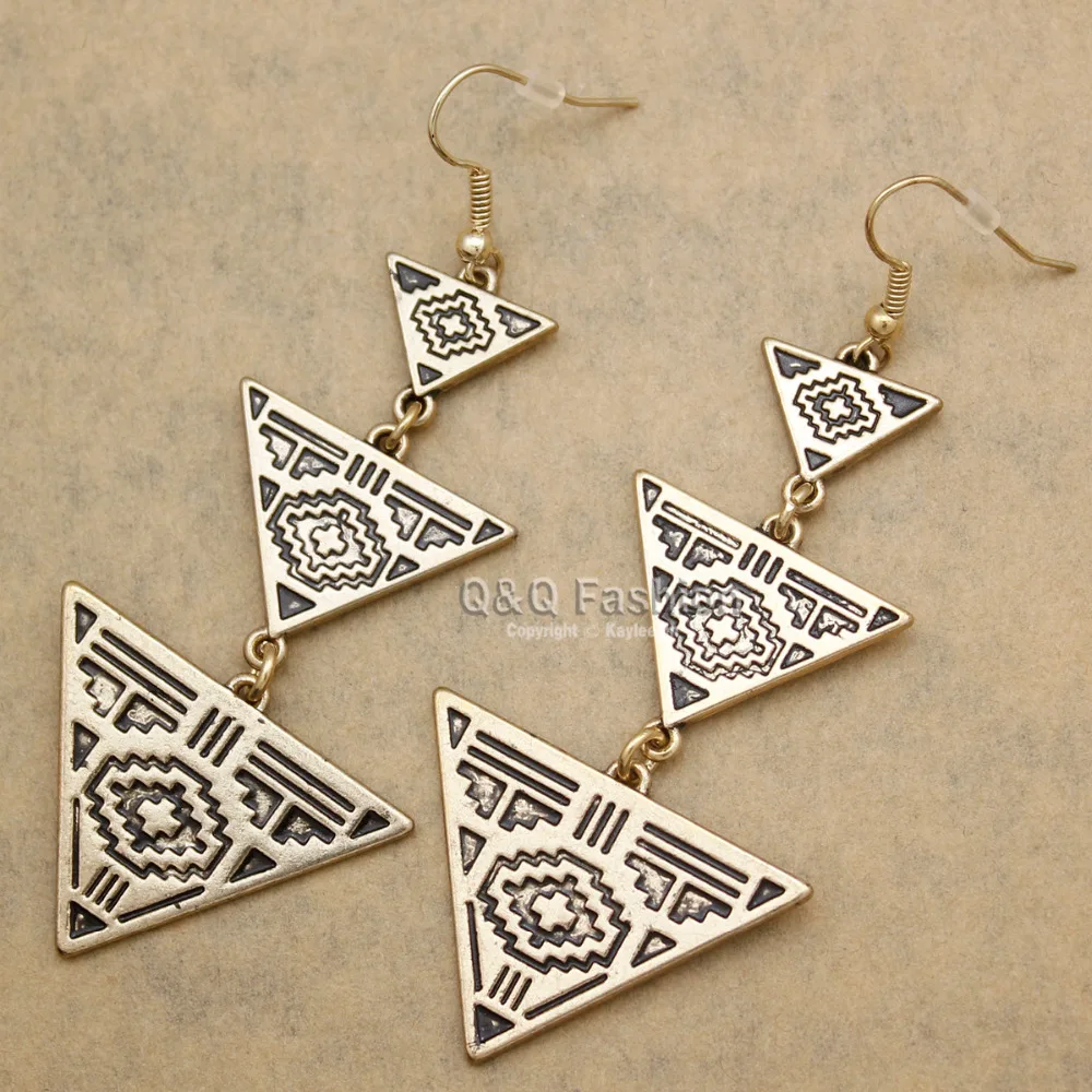 Ювелирные изделия египетские Orecchini золотые этнические Aztec люстра треугольный