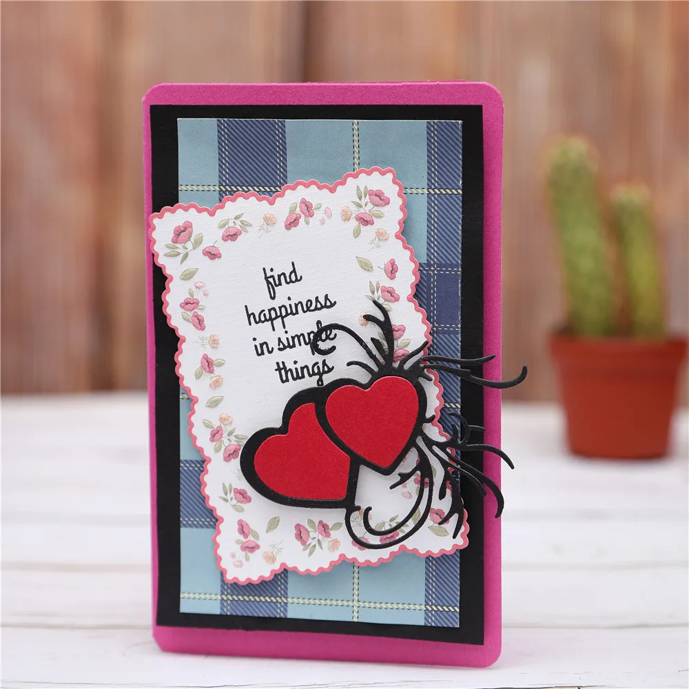 YaMinSanNiO двойные сердечки для резки металла любовь создания карт Скрапбукинг