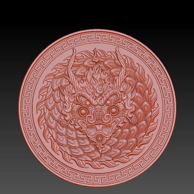 Круглый домашний Декор 3D модель рельеф для ЧПУ или 3D-принтеров В Форме Дракона |