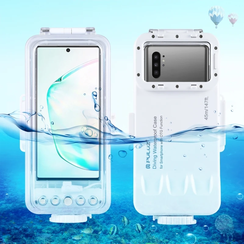 

PULUZ 45m/ 147ft Waterproof Diving Housing Photo Video Taking Underwater Cover Case for iPhone/ Galaxy/ Huawei with OTG Function