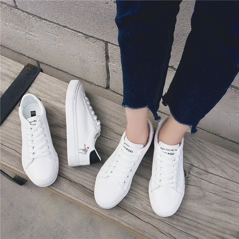 HUNNISE Women White Shoes for Men Casual Sneaker Quality Pu Leather Female Sneakers Fashion Lady Vulcanize | Обувь