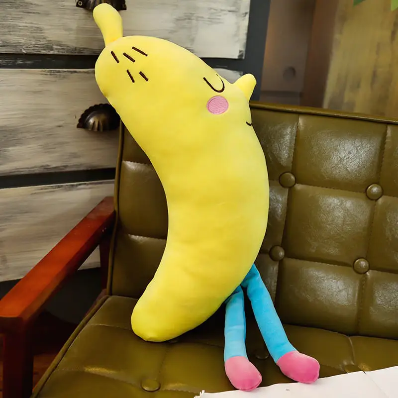banana 1 шт. мультфильм улыбка фрукты подушки в виде овощей мультфильм морковь брокколи помидор теплая подушка с отверстиями для рук мягкие игрушки для детей подарок - Цвет: banana