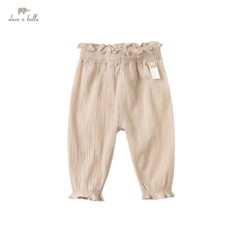 

DB17290 dave bella spring baby unisex fashion solid pants children full length kids pants infant toddler trousers