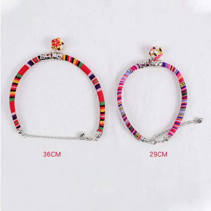 Цветной ошейник для питомцев хлопковый богемский колокольчик цветной шейный