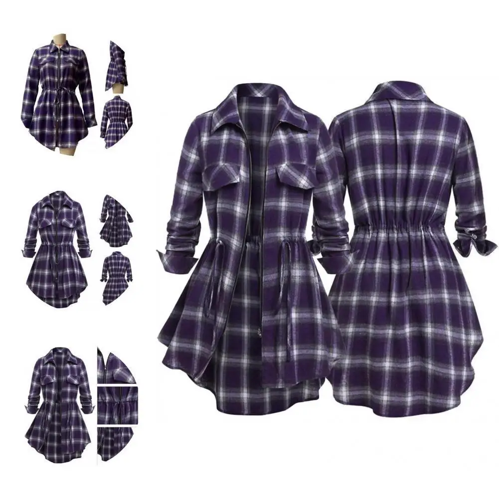 

Casual Women Blouse All Match Female Temperament Lace-up Shirt Mid-length Shirt Shirt