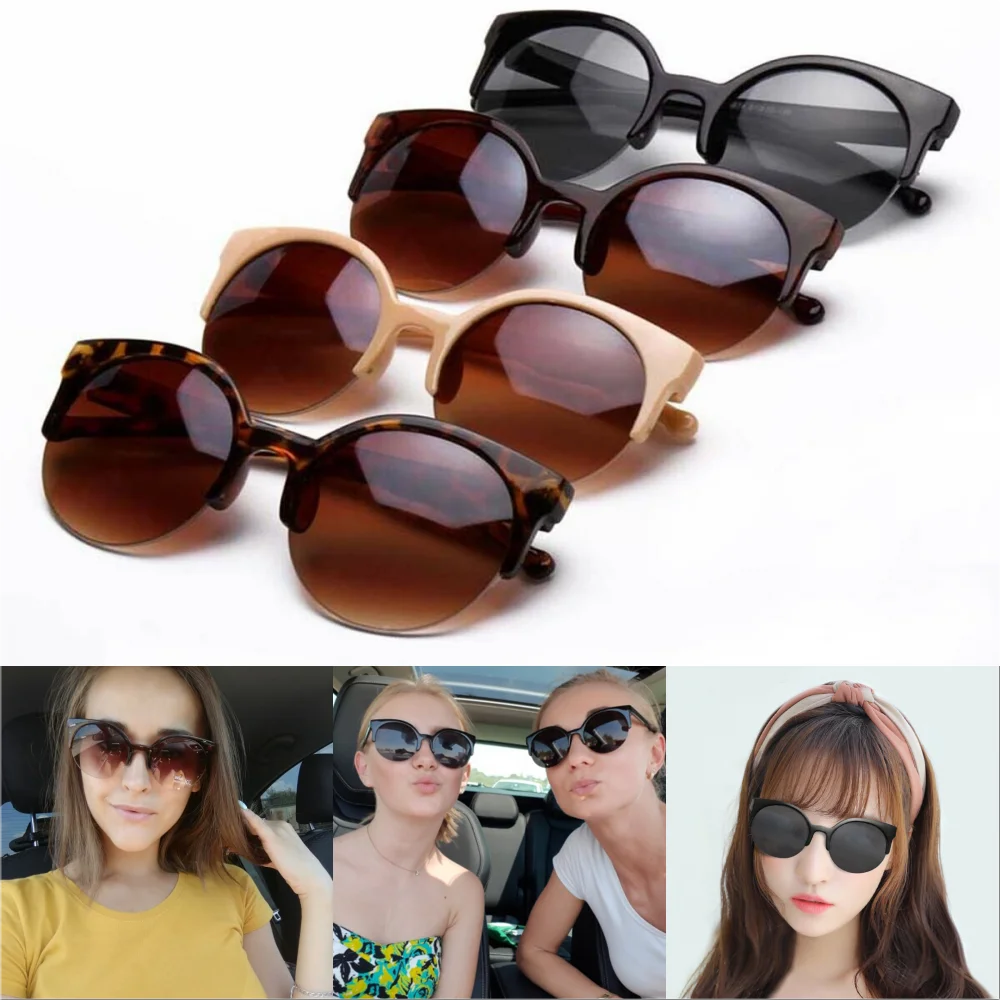 

Cat Eye Sunglasses Women 2020 New Fashion Classic Half Frame Eyewear Black Lens Sun Glasses