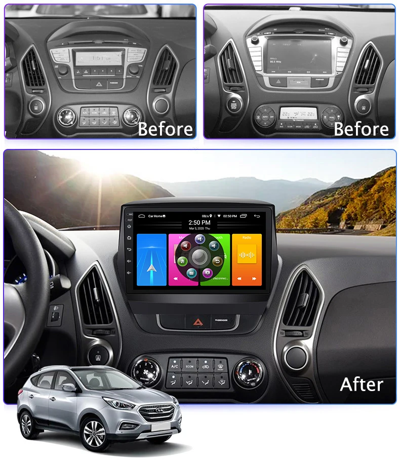 Автомобильная аудиосистема магнитола радио Android 10 GPS навигация для HYUNDAI Tucson IX35 2011