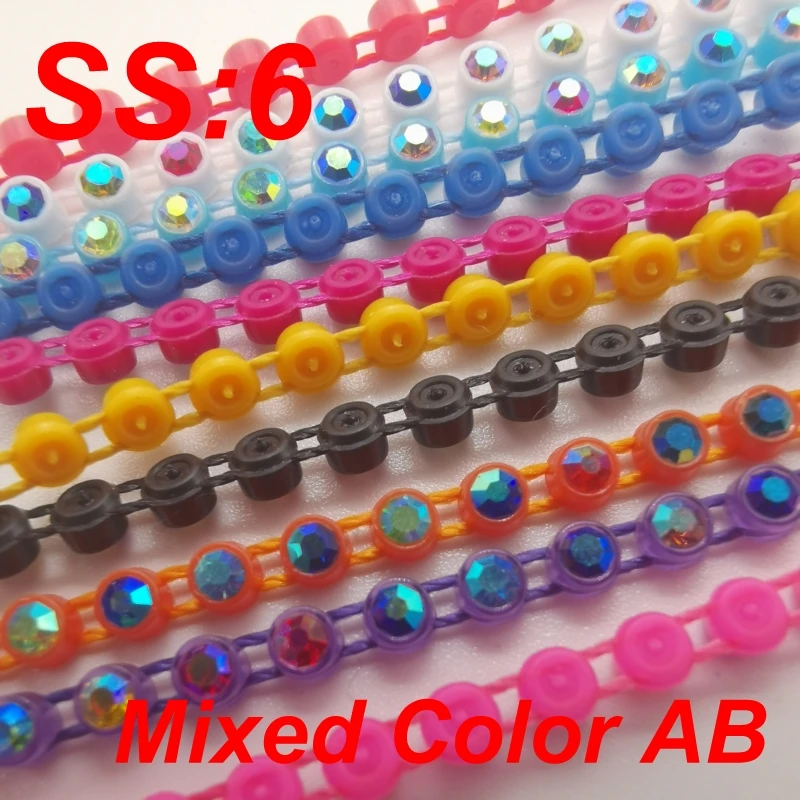 Бесплатная доставка ss6 отделка стразами Rhinestone Banding AB Crystal 10 ярдов/карта Strass