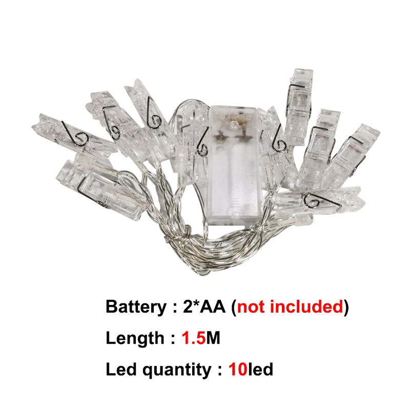 1.5m 10leds 2 м/5 м/10 м зажим для фото USB светодиодный светильник-гирлянда s Сказочный светильник s светильник-гирлянда на батарейках рождественские украшения вечерние, свадебные, рождественские - Испускаемый цвет: 1.5m 10leds