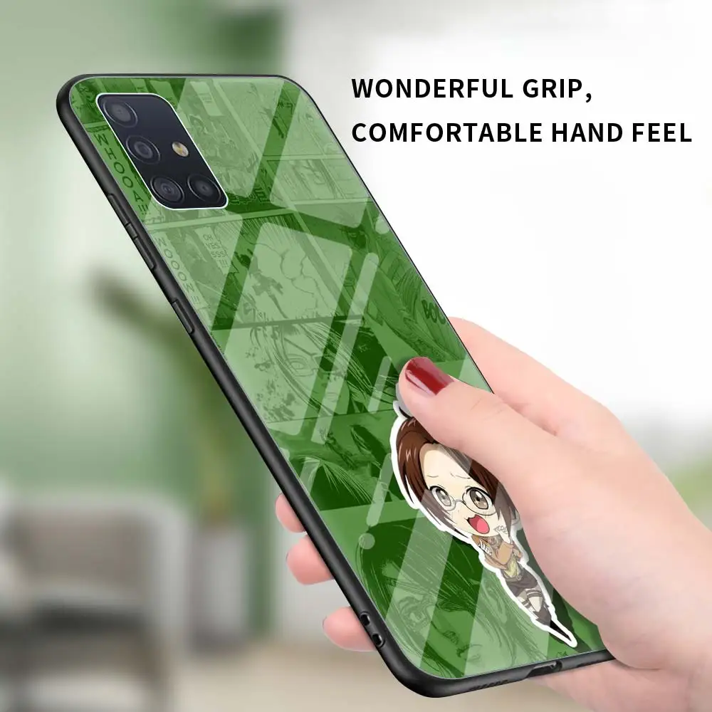 

Case for Samsung Galaxy A51 A71 A50 A21s A31 A70 A10 A41 A30 A40 A11 A91 Tempered Glass Phone Cover Super cute Attack On Titan
