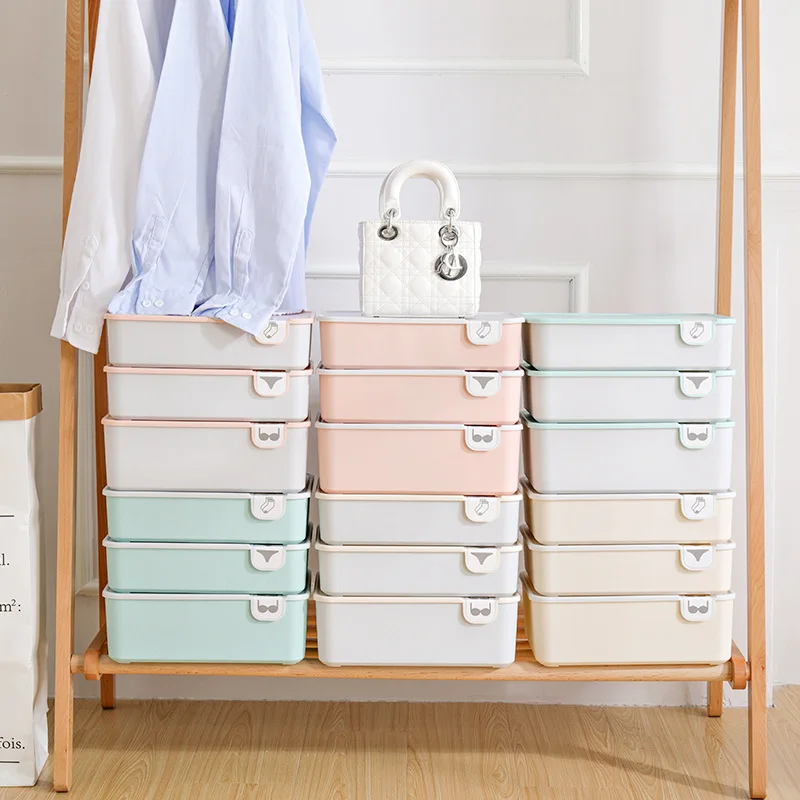 Household Plastic Underwear Storage Box with Mark Compartment Closet Organizer Cover for Socks pf92515 | Дом и сад