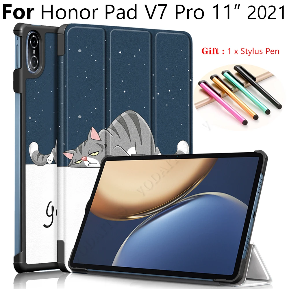 

Чехол для Honor Pad V7 Pro, планшет тройного сложения, подставка для Honor Tablet V7 Pro, чехол 2021 дюйма, 11 дюймов, Магнитный чехол для телефона, чехол + ручка