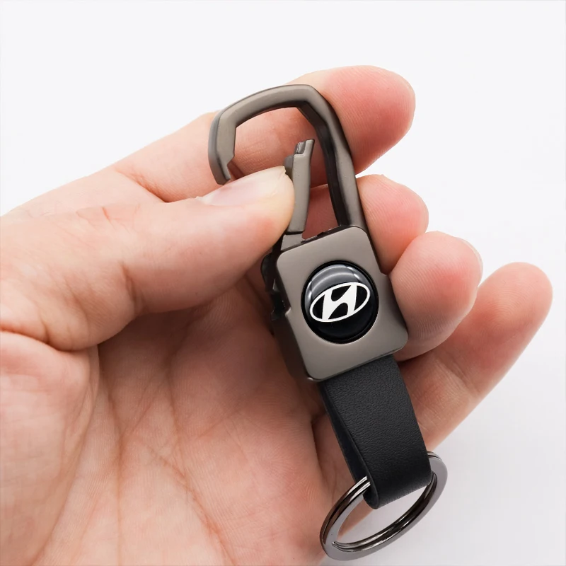 

Car keychain high quality metal leather creative logo keychain car accessories suitable for HYUNDAI- PALISADE VERACRUZ HB20