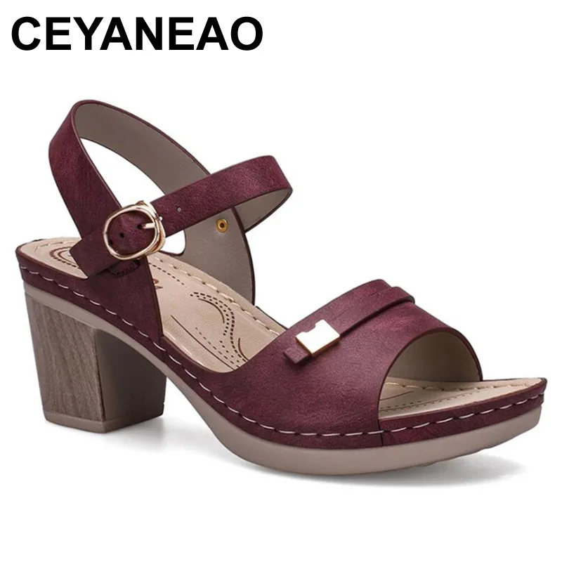 CEYANEAOSummer, Повседневная Удобная легкая женская обувь с открытым носком, женские сандалии на высоком каблуке