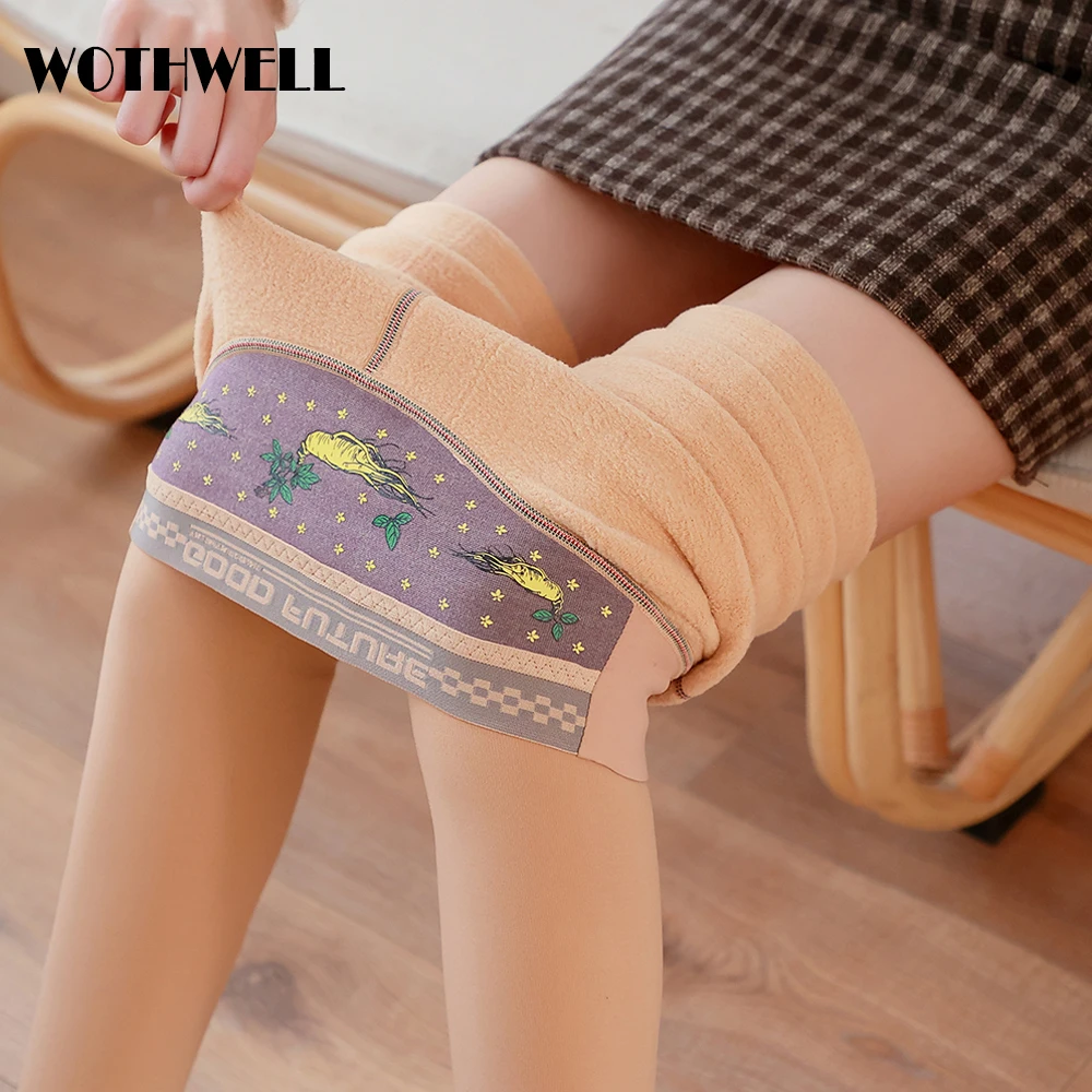 

Женские теплые леггинсы WOTHWELL с высокой талией, вязаные зимние Джеггинсы пуш-ап для фитнеса, эластичные утепленные повседневные обтягивающи...