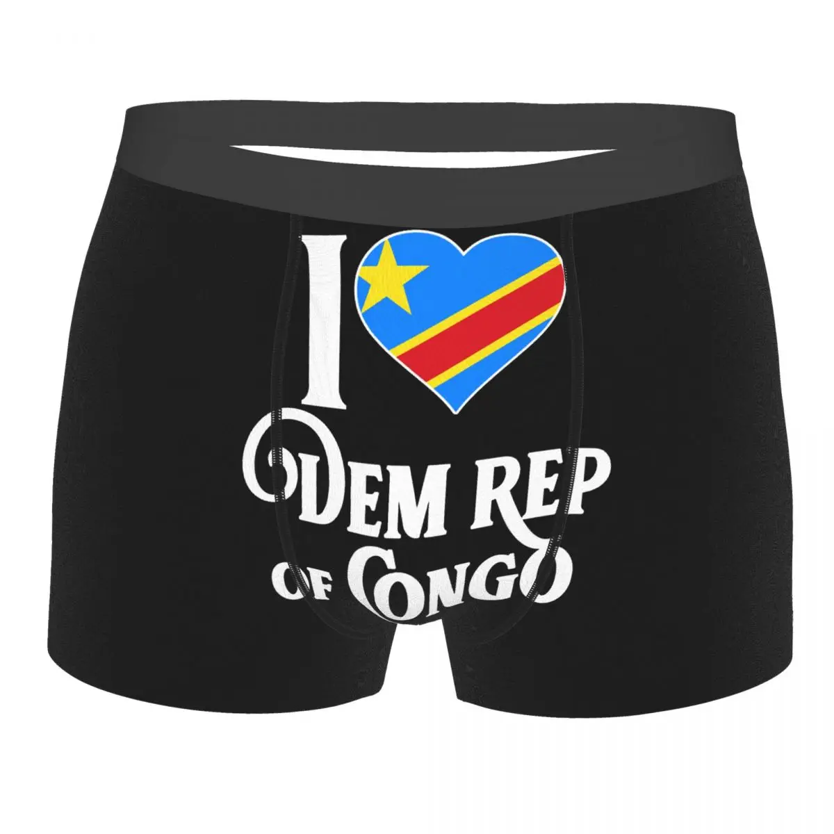 

Мужские боксеры с конголезским флагом I Love, Демократическая Республика Конго, забавные новые эластичные трусы R300 для мужчин