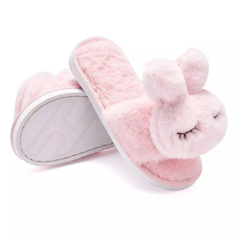 

Зимние Модные Детские домашние тапочки из искусственного меха теплая обувь для девочек слипоны на плоской подошве женские детские меховые ...