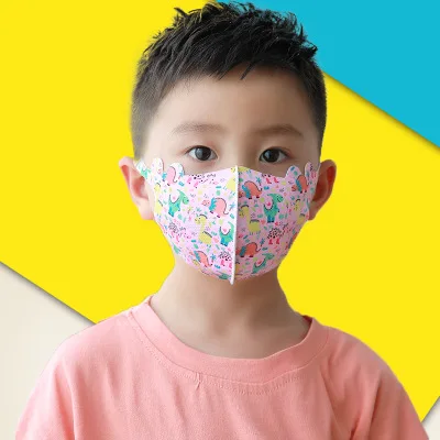 

New children's fashion masks boys and girls baby cute cartoon printing hanging ear sunscreen dustproof saliva masks