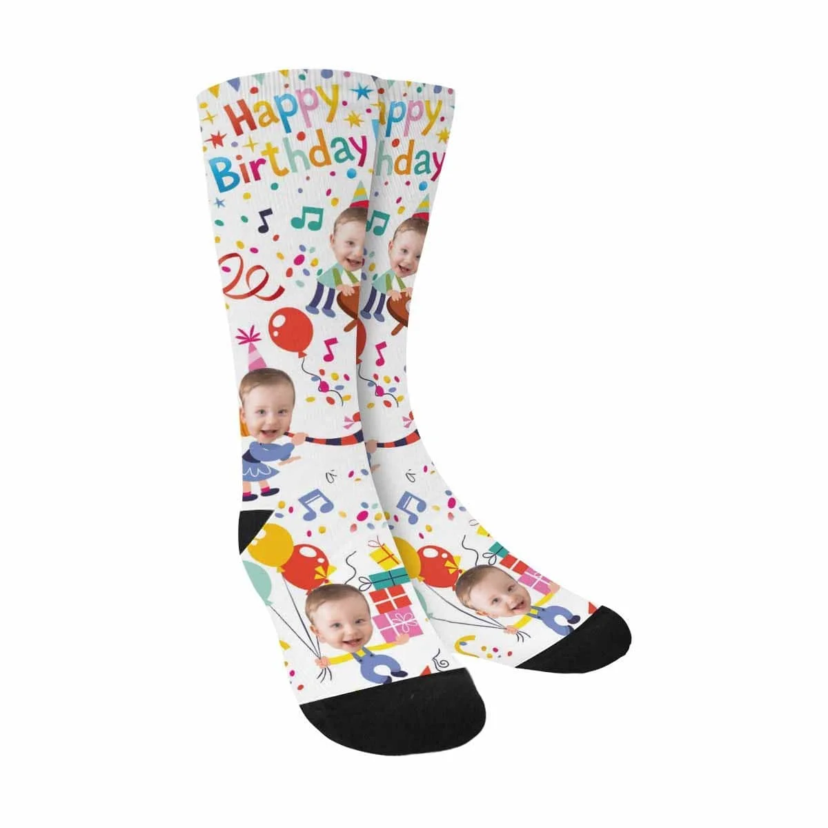 

Custom Face Happy Birthday Balloon Sublimated Crew Socks