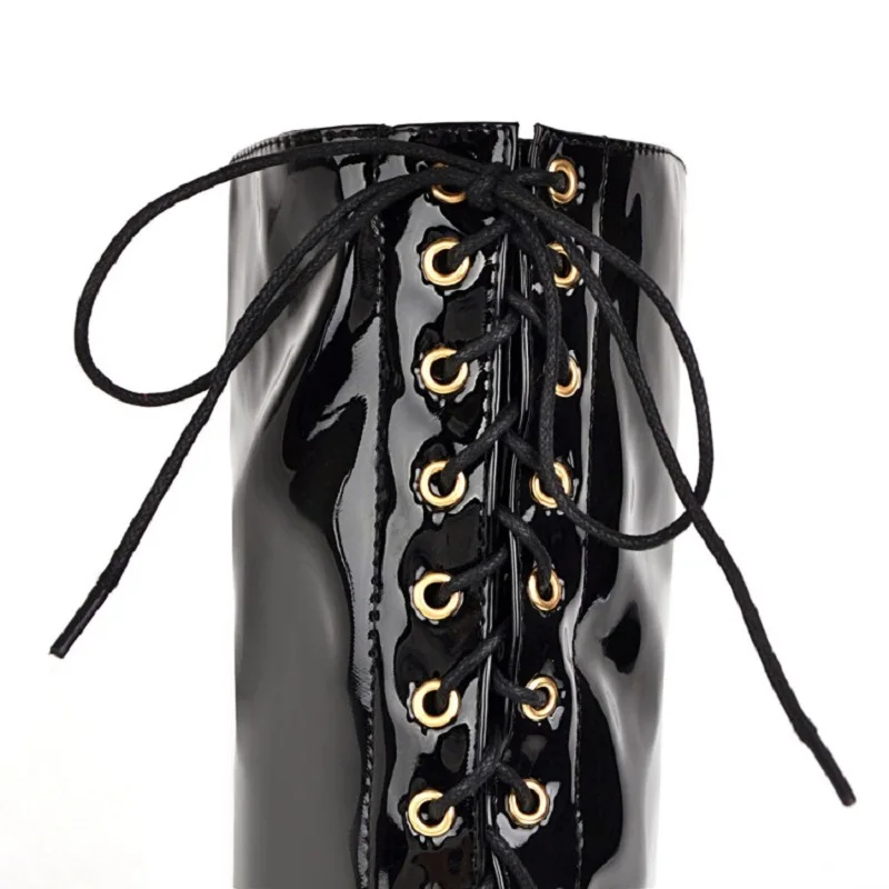 Оригинальные Популярные Зимние Сапоги выше колена на шнуровке женские сапоги